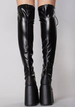 CAMEL 300 Rude Awakening Thigh-High Black Platform Boots