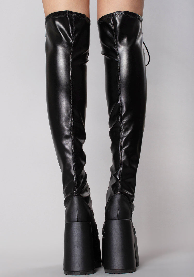 CAMEL 300 Rude Awakening Thigh-High Black Platform Boots