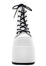 Demonia Camel Kush Platform Boots in White