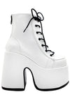 Demonia Camel Kush Platform Boots in White