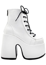 Demonia Camel Kush Platform Boots in White