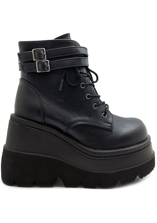 Demonia Shaker Platform Boots in Black