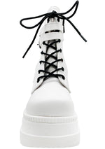 Demonia Shaker Platform Boots in White