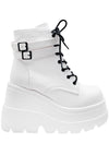 Demonia Shaker Platform Boots in White