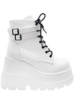 Demonia Shaker Platform Boots in White