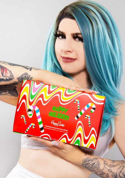 Psychedelic Candy Cane Socks Gift Box Set