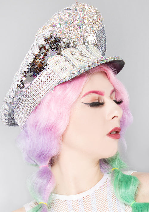 Electric Bride Sequin Captain Hat