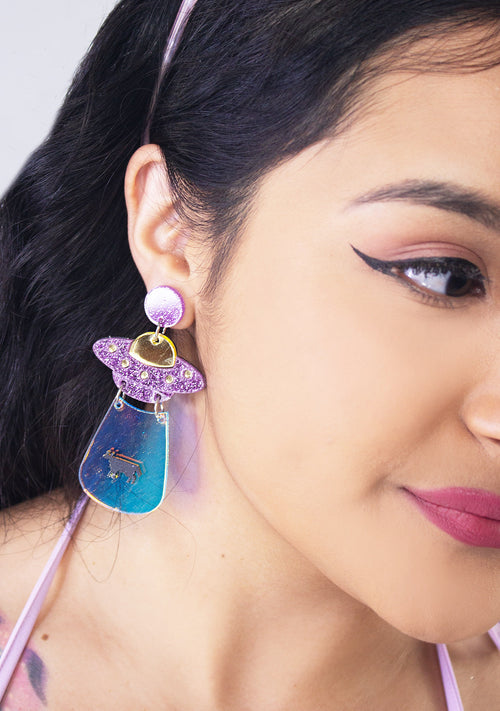 I Believe UFO Resin Earrings