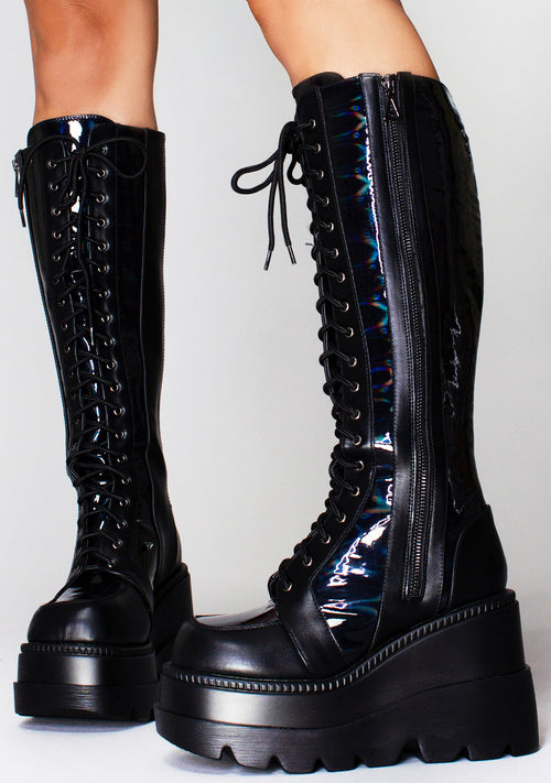 LASR Nightshade Hi Platform Boots in Black