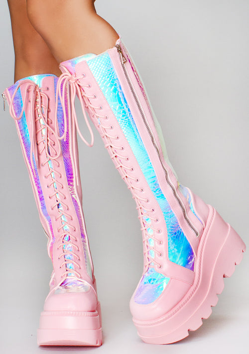 Pink Poison Hi Pink Platform Boots