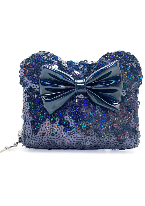 Exclusive Disney Celestial Dreams Black Holographic Sequin Minnie Zip Wallet