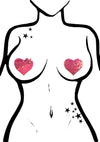 Pastease Love Color Changing Sequin Heart Nipple Pasties in Hot Pink/Matte Pink
