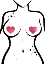 Pastease Love Color Changing Sequin Heart Nipple Pasties in Hot Pink/Matte Pink