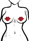 Pastease Kisses Glittering Lip Nipple Pasties in Red