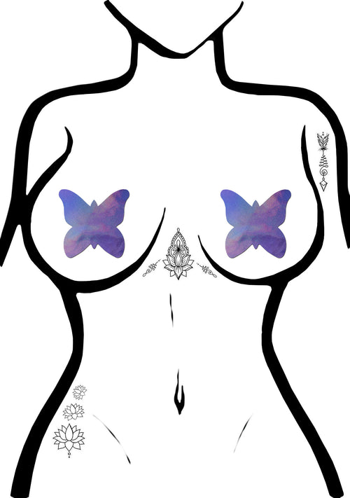Pastease Monarch Holographic Butterfly Nipple Pasties in Lavender