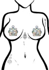 Pastease Holographic Robot Nipple Pasties in Silver