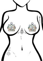 Pastease Holographic Robot Nipple Pasties in Silver
