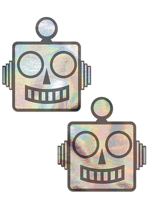 Pastease Holographic Robot Nipple Pasties in Silver