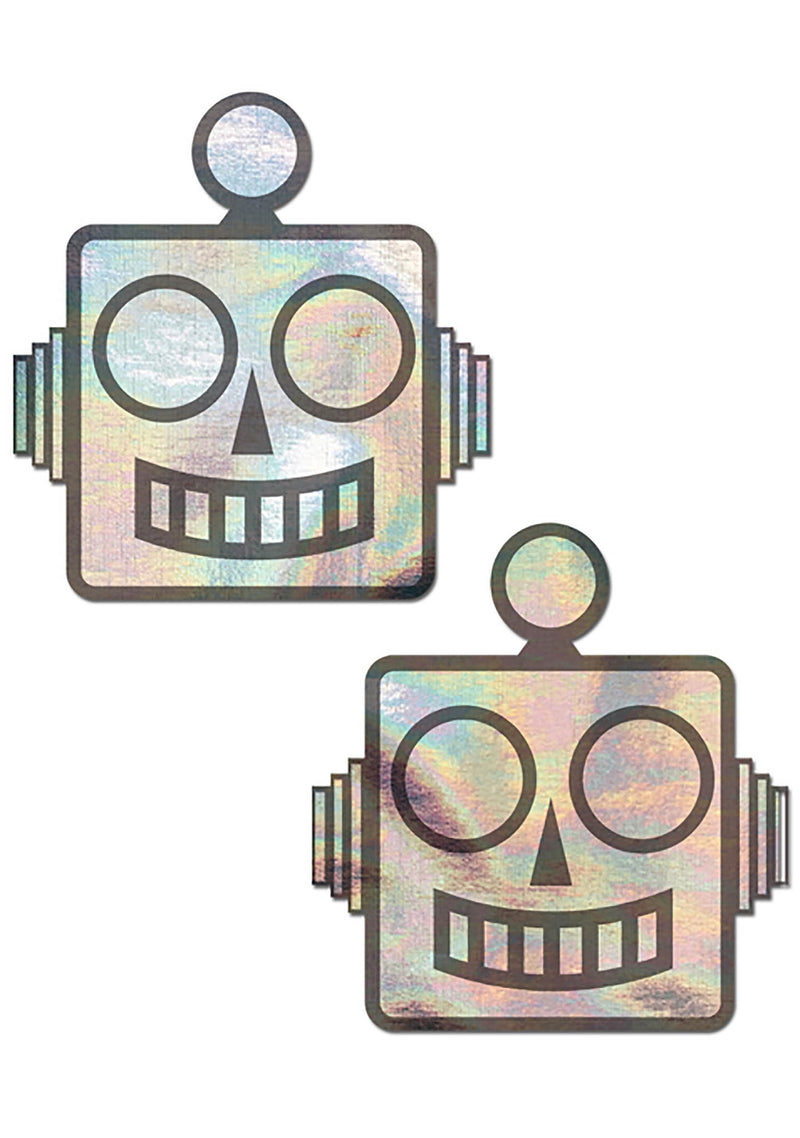 Pastease Holographic Robot Nipple Pasties in Silver