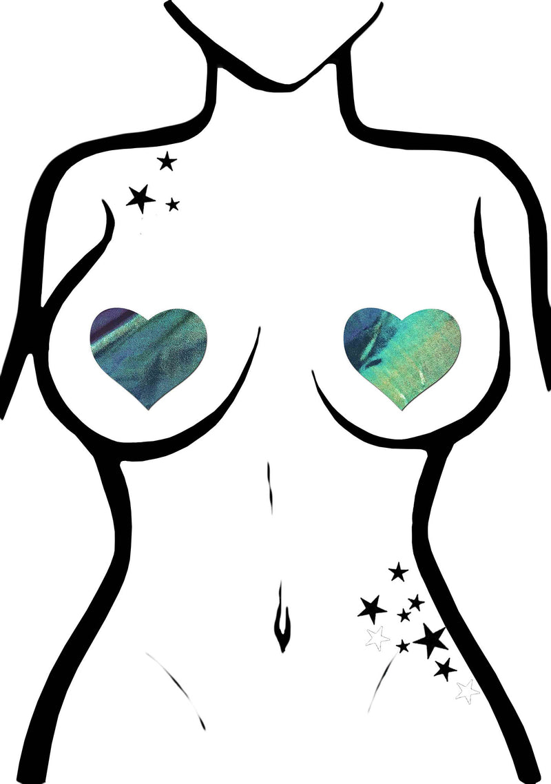 Pastease Love Heart Nipple Pasties in Liquid Black Opal