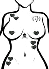 Pastease Body Minis Black Glitter Heart Nipple & Body Pasties 8PK Set