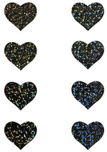 Pastease Body Minis Black Glitter Heart Nipple & Body Pasties 8PK Set
