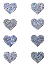 Pastease Body Minis Silver Glitter Heart Nipple & Body Pasties 8PK Set