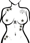 Pastease Body Minis Black Glitter Star Nipple & Body Pasties 8PK Set