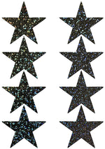 Pastease Body Minis Black Glitter Star Nipple & Body Pasties 8PK Set