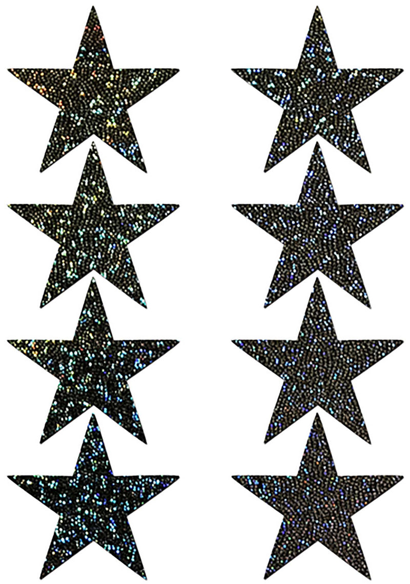 Pastease Body Minis Black Glitter Star Nipple & Body Pasties 8PK Set