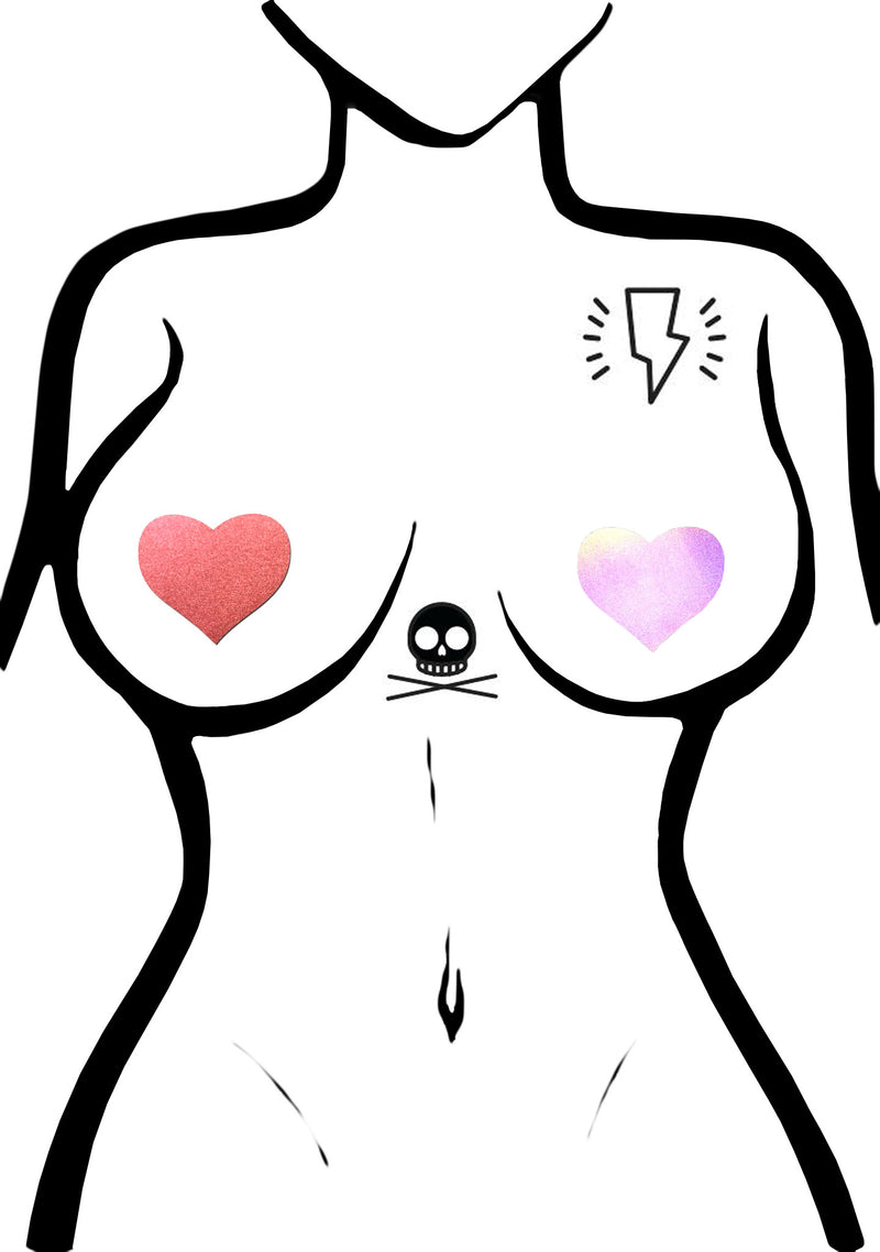 Pastease Love Reflective Heart Nipple Pasties in Red