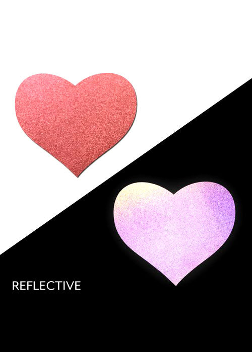 Pastease Love Reflective Heart Nipple Pasties in Red