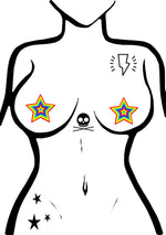 Pastease Star Velvet Pumping Nipple Pasties in Rainbow