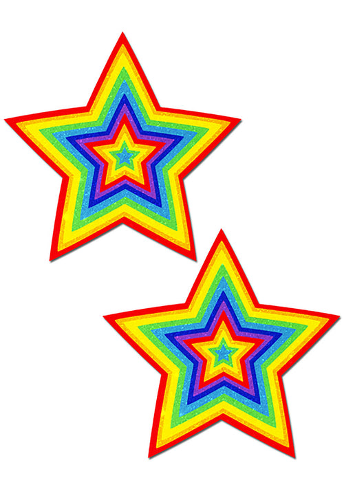 Pastease Star Velvet Pumping Nipple Pasties in Rainbow