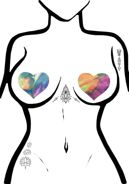 Pastease X J Valentine Pastel Tie Dye Suede Heart Nipple Pasties