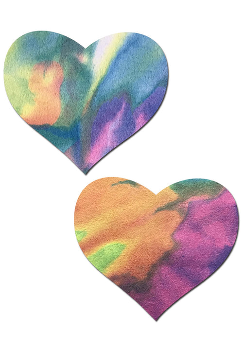 Pastease X J Valentine Pastel Tie Dye Suede Heart Nipple Pasties