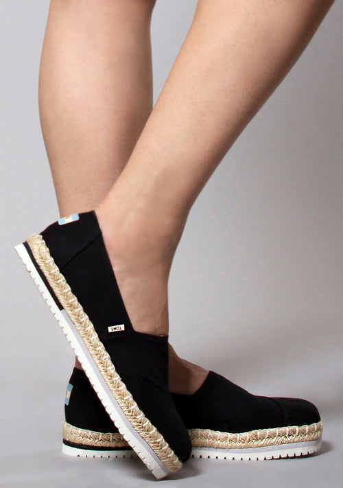 TOMS Alpargata Black Heritage Platform Espadrille