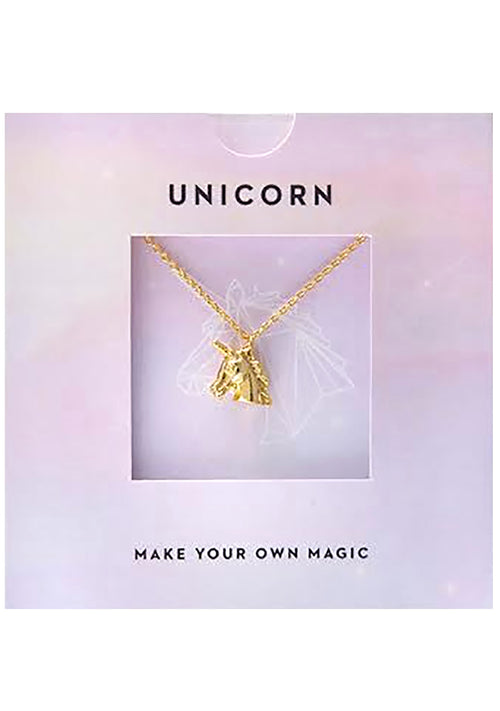 Wanderlust + Co Emoji Unicorn Necklace in Gold