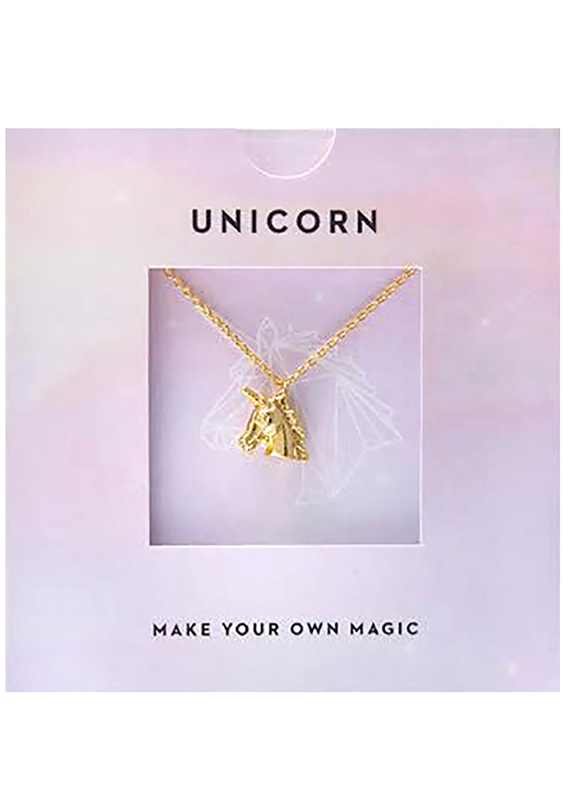 Wanderlust + Co Emoji Unicorn Necklace in Gold