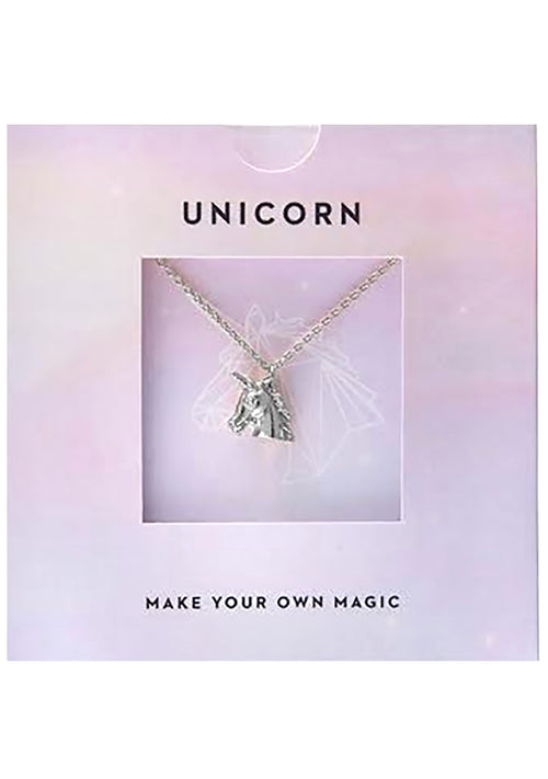 Wanderlust + Co Emoji Unicorn Necklace in Silver