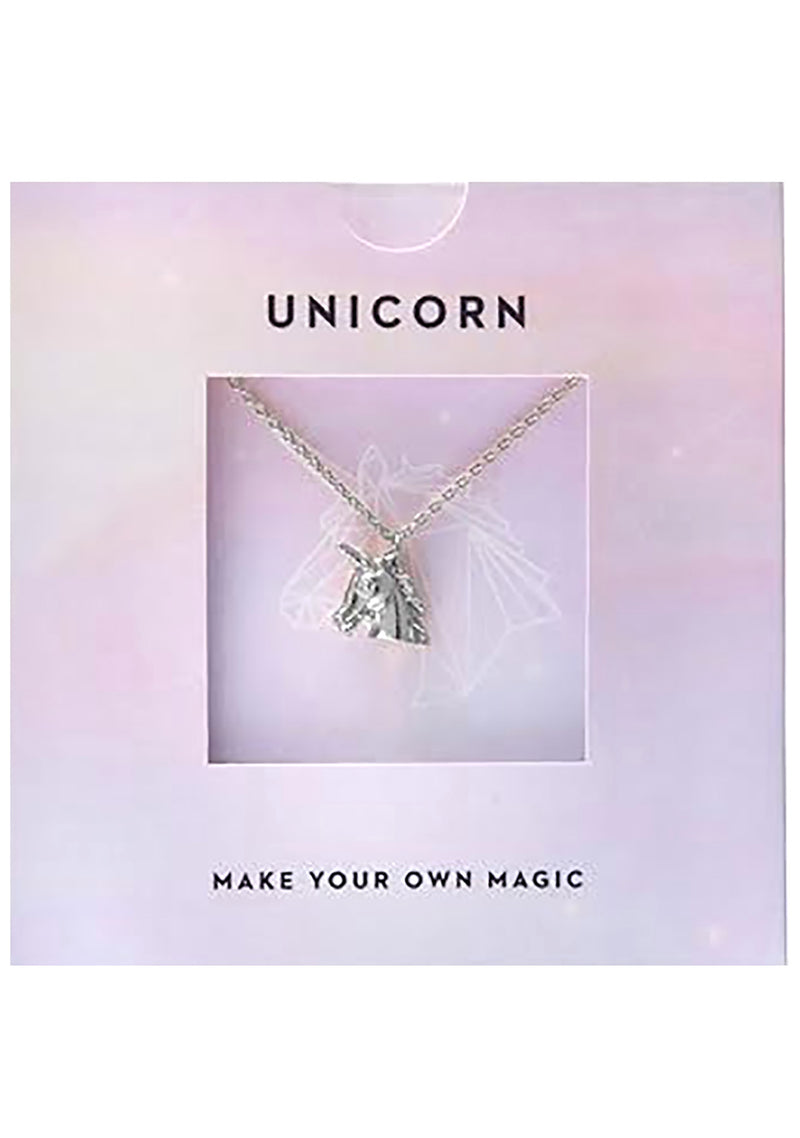 Wanderlust + Co Emoji Unicorn Necklace in Silver