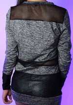 You're Blocked Mesh Cut-Out Long Sleeve Top